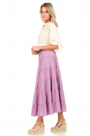 Antik Batik |  Cotton Pleated Maxi Skirt Kira | purple  | Picture 4