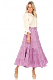 Antik Batik |  Cotton Pleated Maxi Skirt Kira | purple  | Picture 3