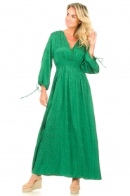 Les Favorites |  Maxi dress with print Maartje | green  | Picture 6