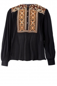 Antik Batik |  Blouse with embroideries Bettina | black  | Picture 1
