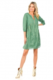 Les Favorites |  Dress with lurex details Kylie | green  | Picture 3