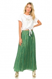 Les Favorites |  Maxi skirt with lurex details Lott | green  | Picture 2