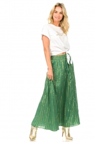 Les Favorites |  Maxi skirt with lurex details Lott | green  | Picture 4
