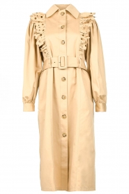 Magali Pascal |  Trench coat with ruffles Tilia | beige  | Picture 1
