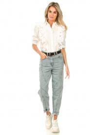 Magali Pascal |  Embroidered ruffle blouse Tilia | white  | Picture 3