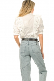 Magali Pascal |  Embroidered ruffle blouse Tilia | white  | Picture 9