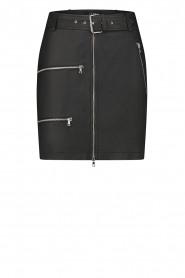 Ibana |  Leather skirt with zippers Sissel | black  | Picture 1