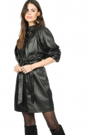 Ibana |  Leather dress Dries | black  | Picture 4