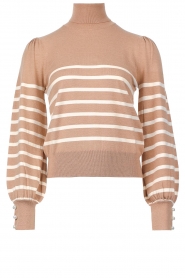 Liu Jo |  Striped turtleneck sweater Dani | camel  | Picture 1