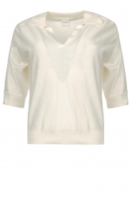  Knitted top with polo collar Robyn | white