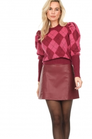 Liu Jo :  Sweater with checkered print Shelly | pink - img4