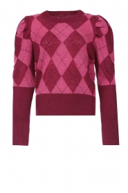 Liu Jo |  Sweater with checkered print Shelly | pink  | Picture 1