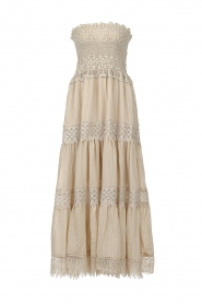 Copenhagen Muse |  Strapless dress with lace Believe | beige  | Picture 1