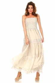 Copenhagen Muse |  Strapless dress with lace Believe | beige  | Picture 5