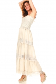 Copenhagen Muse |  Strapless dress with lace Believe | beige  | Picture 4