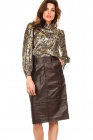 ba&sh :  Leather skirt Urban | bordeaux - img2