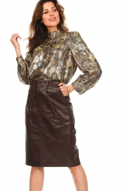 ba&sh :  Leather skirt Urban | bordeaux - img5