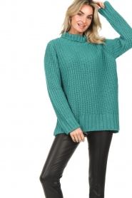 Be Pure :  Knitted turtleneck sweater Elsa | green - img5
