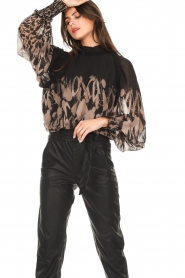 Copenhagen Muse |  Top with print Frill | black  | Picture 5