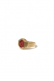 Mimi et Toi |  18k gold plated ring with coral stone Dette | gold  | Picture 1
