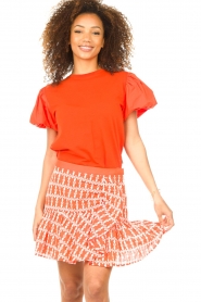 Silvian Heach |  Skirt with embroidery details Pinga | Orange  | Picture 2