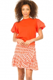 Silvian Heach |  Skirt with embroidery details Pinga | Orange  | Picture 5