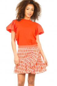 Silvian Heach |  Skirt with embroidery details Pinga | Orange  | Picture 4