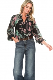 Freebird |  Top with floral print Sunday | blue  | Picture 2