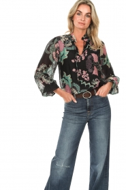 Freebird |  Top with floral print Sunday | blue  | Picture 4