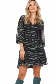 Freebird |  Wrap dress with zebra print Bora | turquoise  | Picture 6
