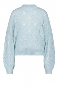 Freebird |  Ajour knitted sweater Yma | light blue  | Picture 1