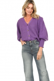 Freebird |  Mohair cardigan with puff sleeves Lavie | purple  | Picture 4