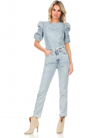 Dante 6 |  Denim top with puff sleeves Eclat | blue  | Picture 3