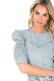Dante 6 |  Denim top with puff sleeves Eclat | blue  | Picture 8