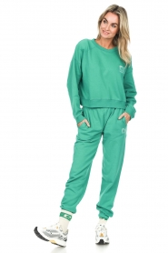 Dolly Sports |  Cropped sweater with shoulder pads Seams | green  | Picture 3