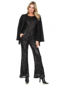 Second Female |  Flared pants with sequins Shine on | black  | Picture 2