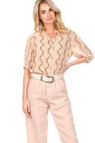 Second Female :  Blouse with flower print Magne | peach - img2