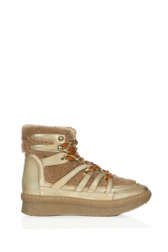 Toral |  Leather lace-up boots with teddy Senna | beige