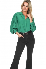 Aaiko |  Blouse with puff sleeves Veronne | green  | Picture 5