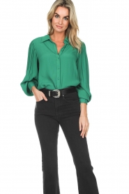 Aaiko |  Blouse with puff sleeves Veronne | green  | Picture 6