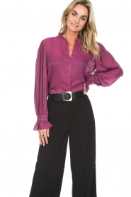 Aaiko :  Blouse with puff sleeves Laurie | purple - img5