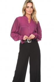 Aaiko :  Blouse with puff sleeves Laurie | purple - img4