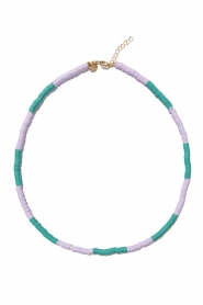 Mimi et Toi |  Coloured beaded necklace Fleur | lilac/turquoise  | Picture 1