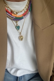 Mimi et Toi |  Coloured beaded necklace Fleur | lilac/turquoise  | Picture 3