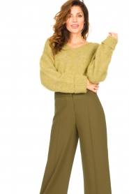American Vintage |  Knitted sweater with turn-up sleeves East | green  | Picture 6