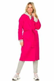 American Vintage |  Coat with tie belt Dadoulove | pink  | Picture 4