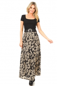 ba&sh :  Maxi skirt with flower print Tally | black - img2