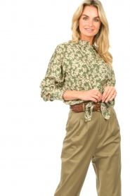 ba&sh |  Blouse with botanical print Tarmac | green  | Picture 5