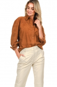 STUDIO AR |  Lambskin suede blouse Angelini | brown  | Picture 7