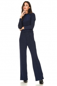Lollys Laundry | Broek met lurex Chile | donkerblauw  | Afbeelding 2